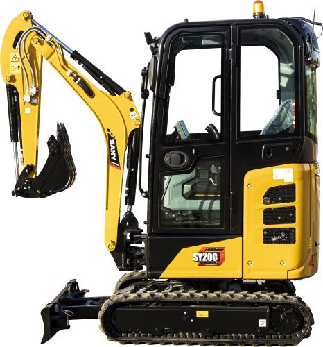 SANY SY20C oldalnézetben behúzott gémmel
